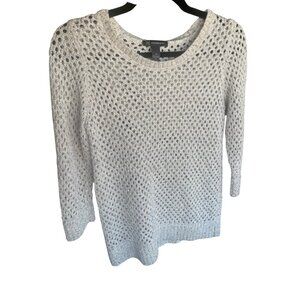 INC international concepts white with silver sequin knit sweater size medium